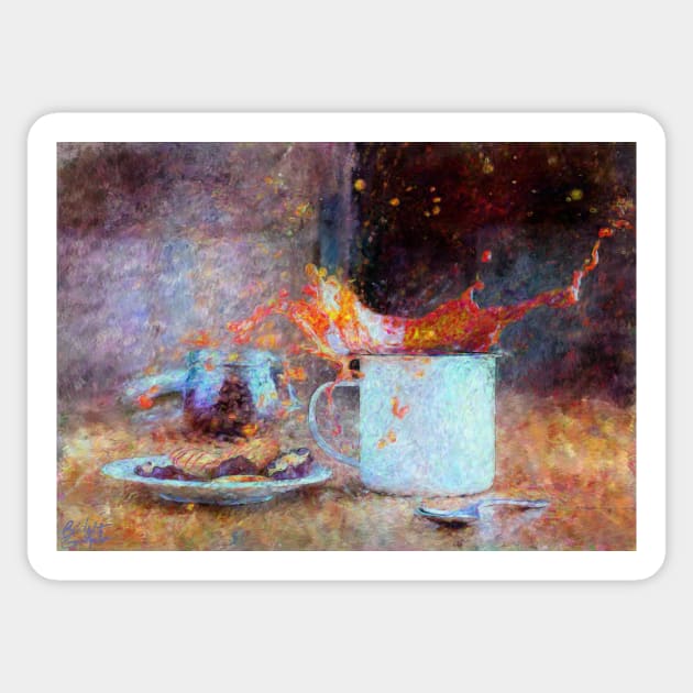 Coffee Splash Impressionist Painting Sticker by BonBonBunny